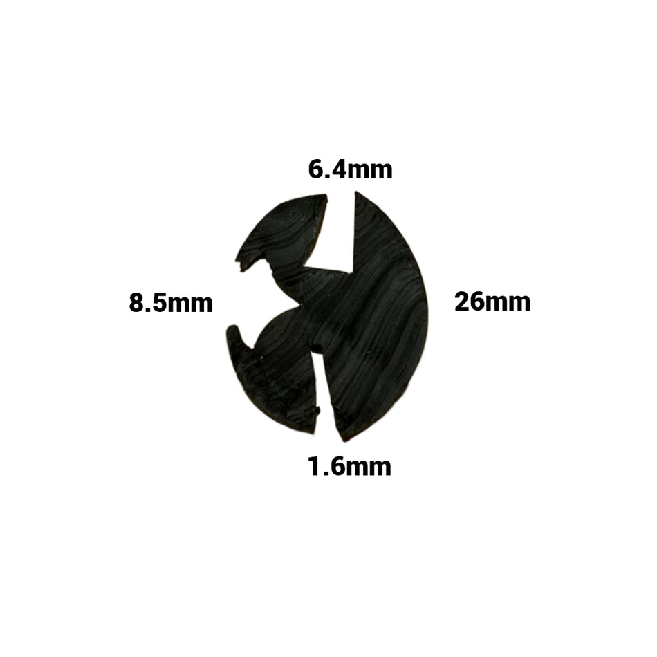 WINDOW 1.6mm x 6.4mm RUBBER SEAL 26mm Height 7mm Bridge per Metr