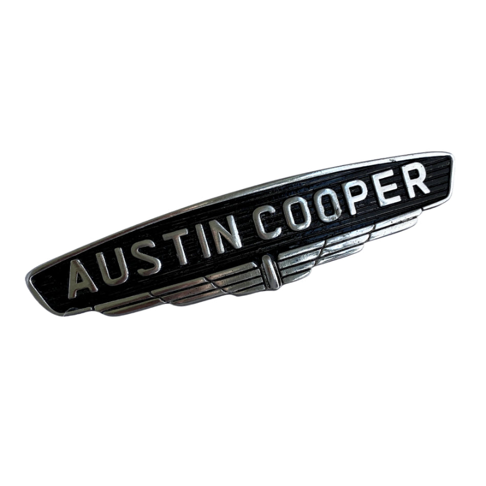 BADGE "AUSTIN COOPER" Metal and Chrome Bonnet Badge Cooper Mk1