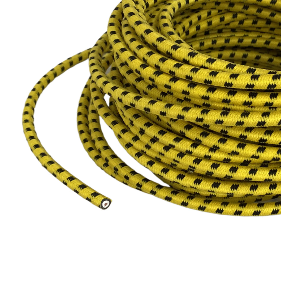 HT LEAD Copper Core 7mm cloth finish p/mtr- yellow with black fl