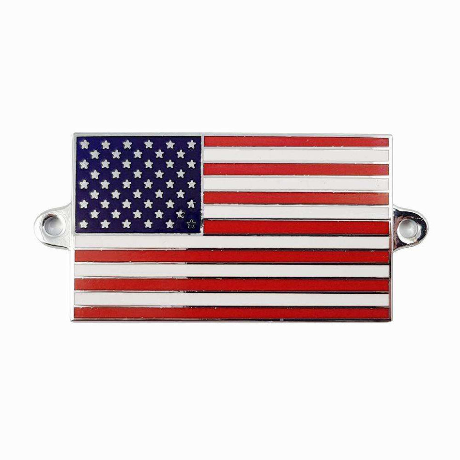BADGE America Flag Stars and Stripes 2  x 1 3/16" metal base scr
