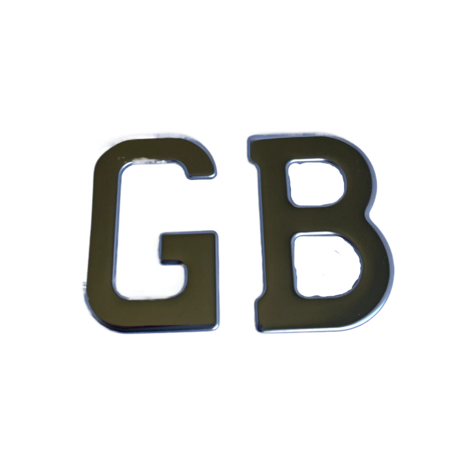 BADGE "GB" Polished Stainless Letters 85mm Peel and Stick
