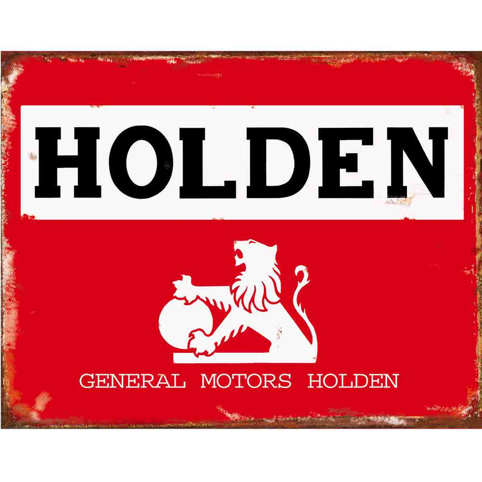 TIN SIGN Holden GM Red