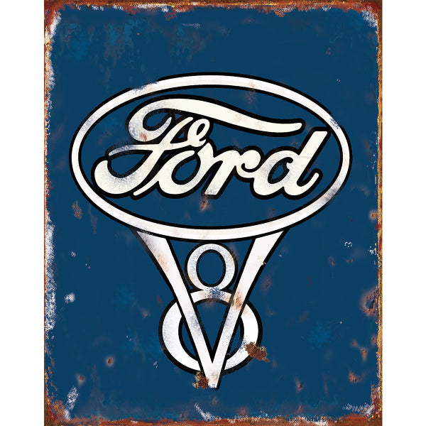 TIN SIGN Ford V8 Rustic