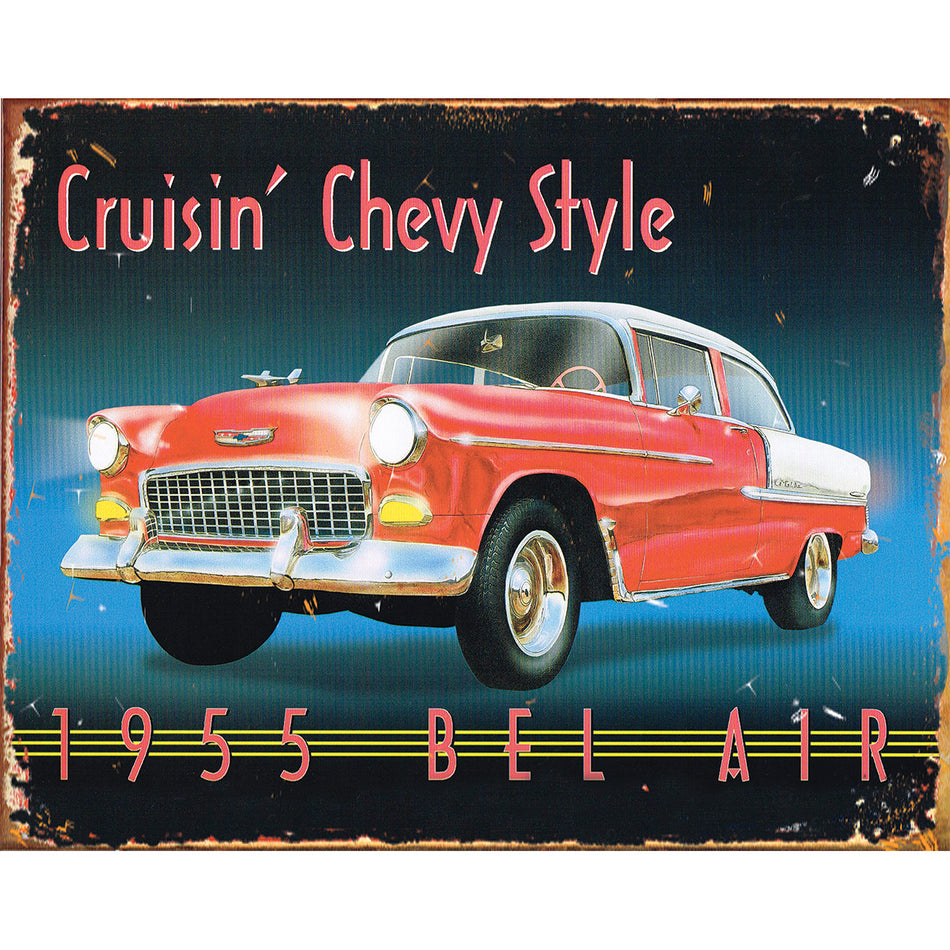 TIN SIGN Cruisin Chevy Style 1955