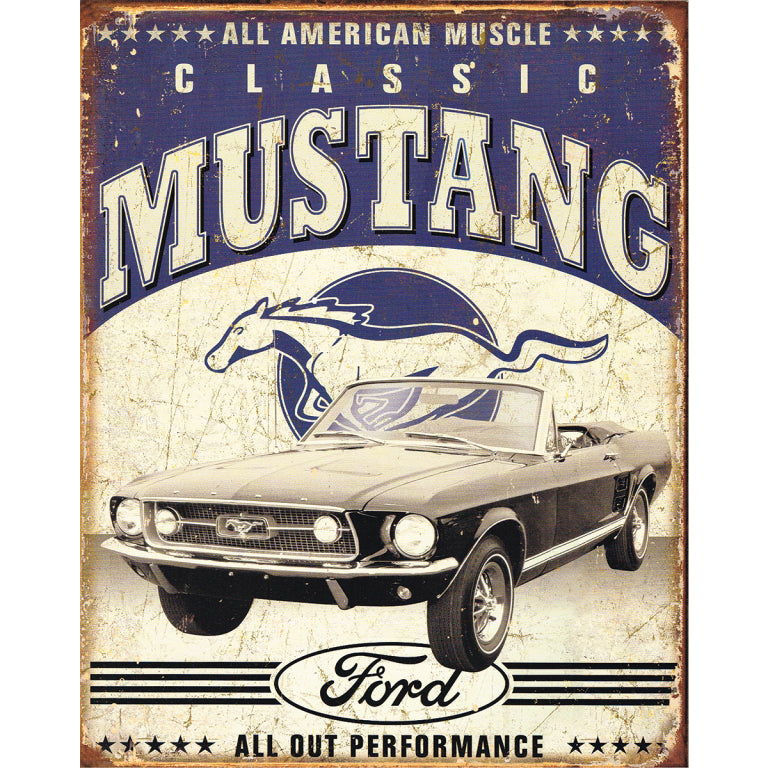 TIN SIGN Mustang All American Muscle