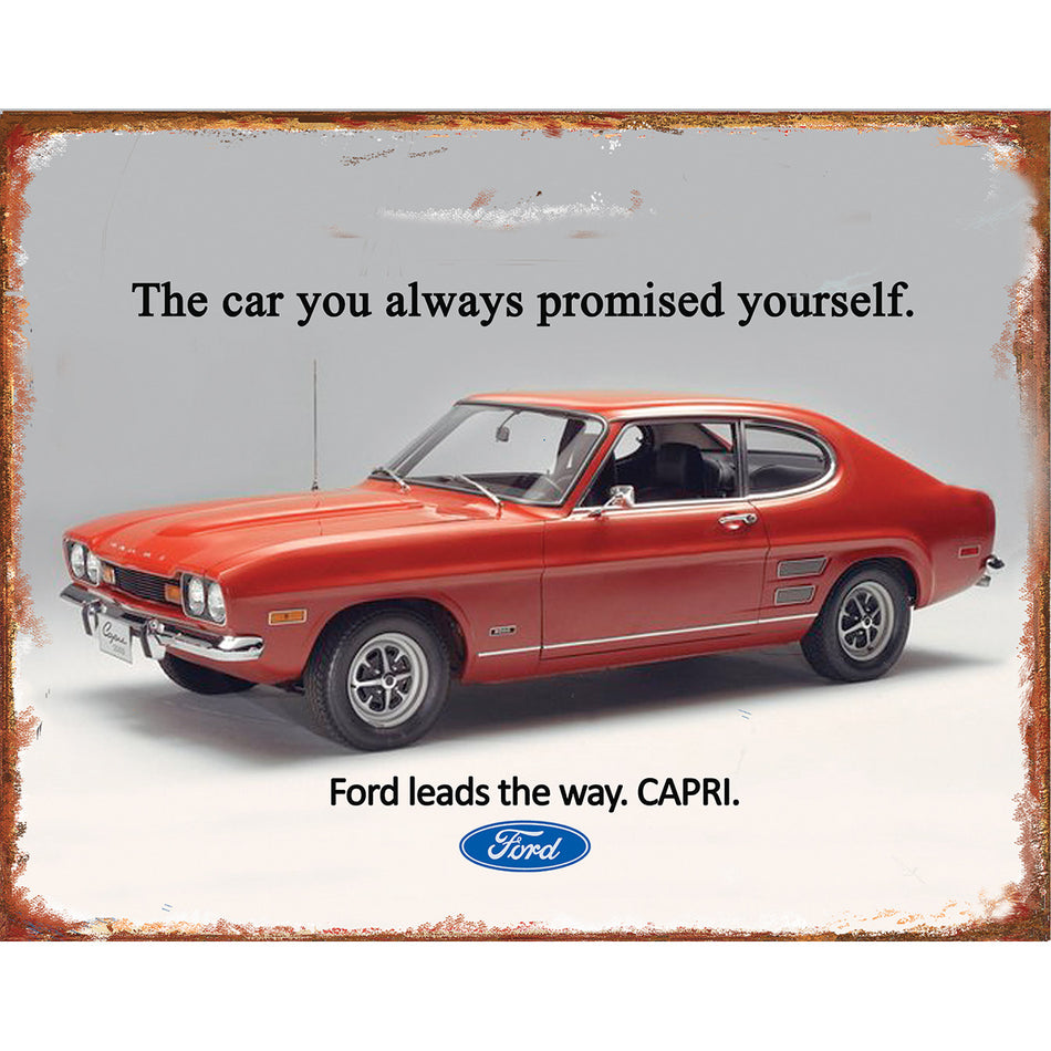 TIN SIGN Ford Capri Leads The way