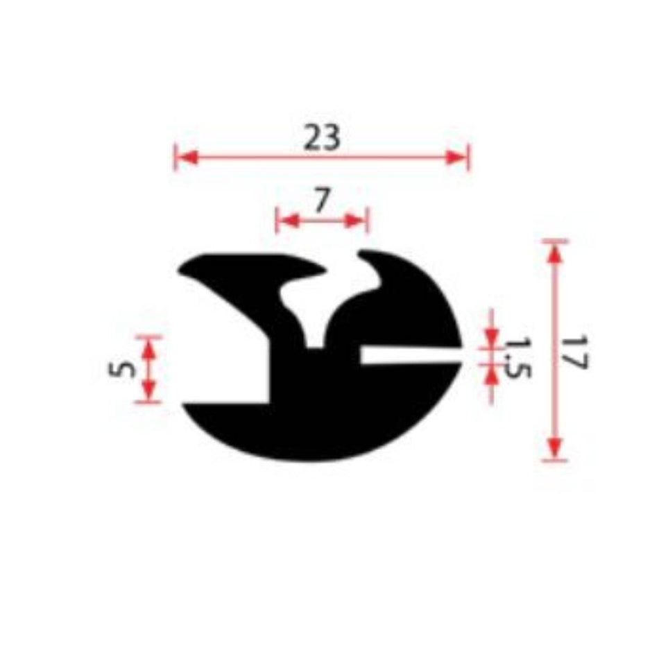 CARAVAN WINDOW SEAL Clatytonrite 1.5mm x 5mm x 23mm Height Van a