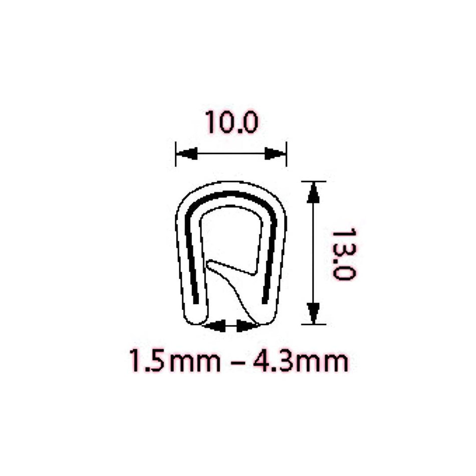 EDGE SEAL MARINE 13mm Black Pinchweld per metre