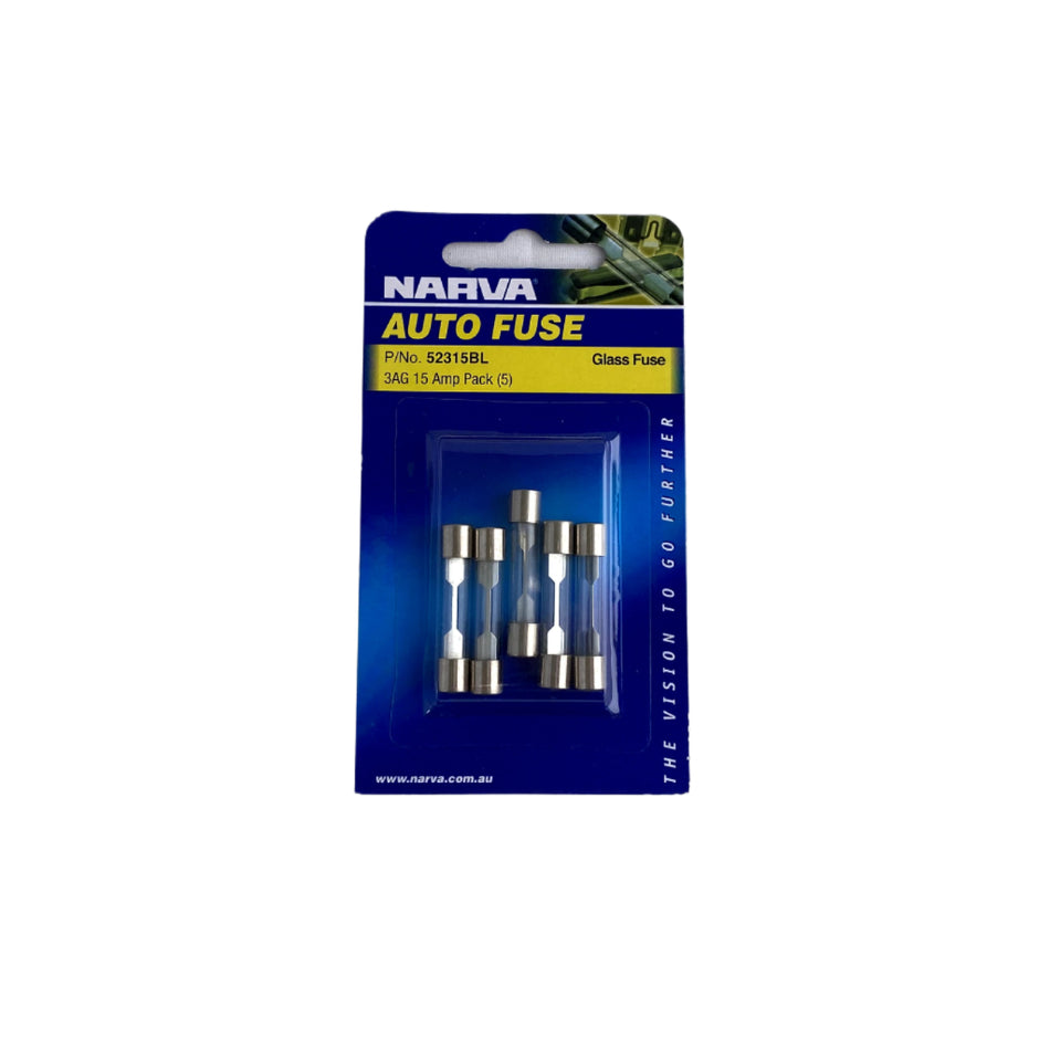 FUSE GLASS 15amp fuse 5 pack