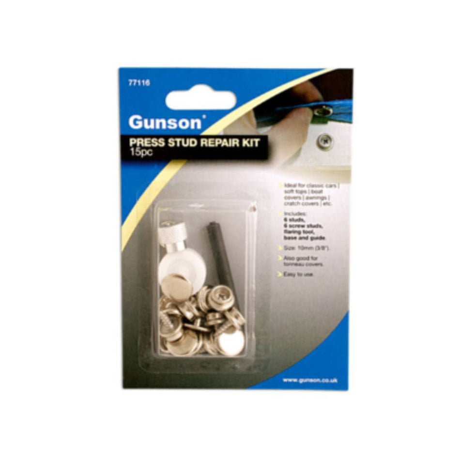 Press Stud Repair Kit 15pc with Flaring Tool Gunson