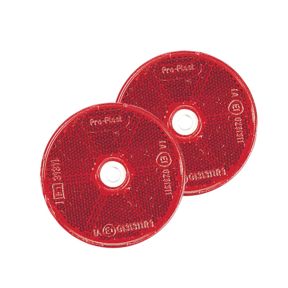 REFLECTOR Red 60mm Round Centre Screw Pair