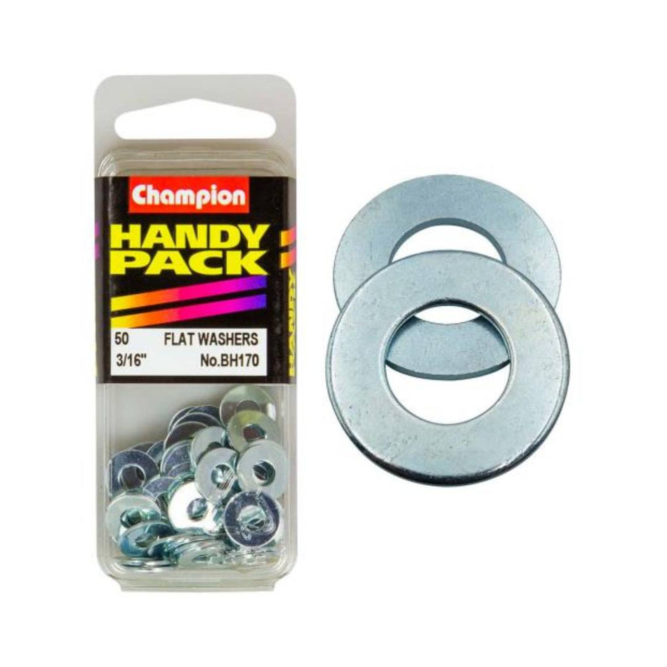 FLAT WASHER STEEL 3/16" Champion 50 Pack