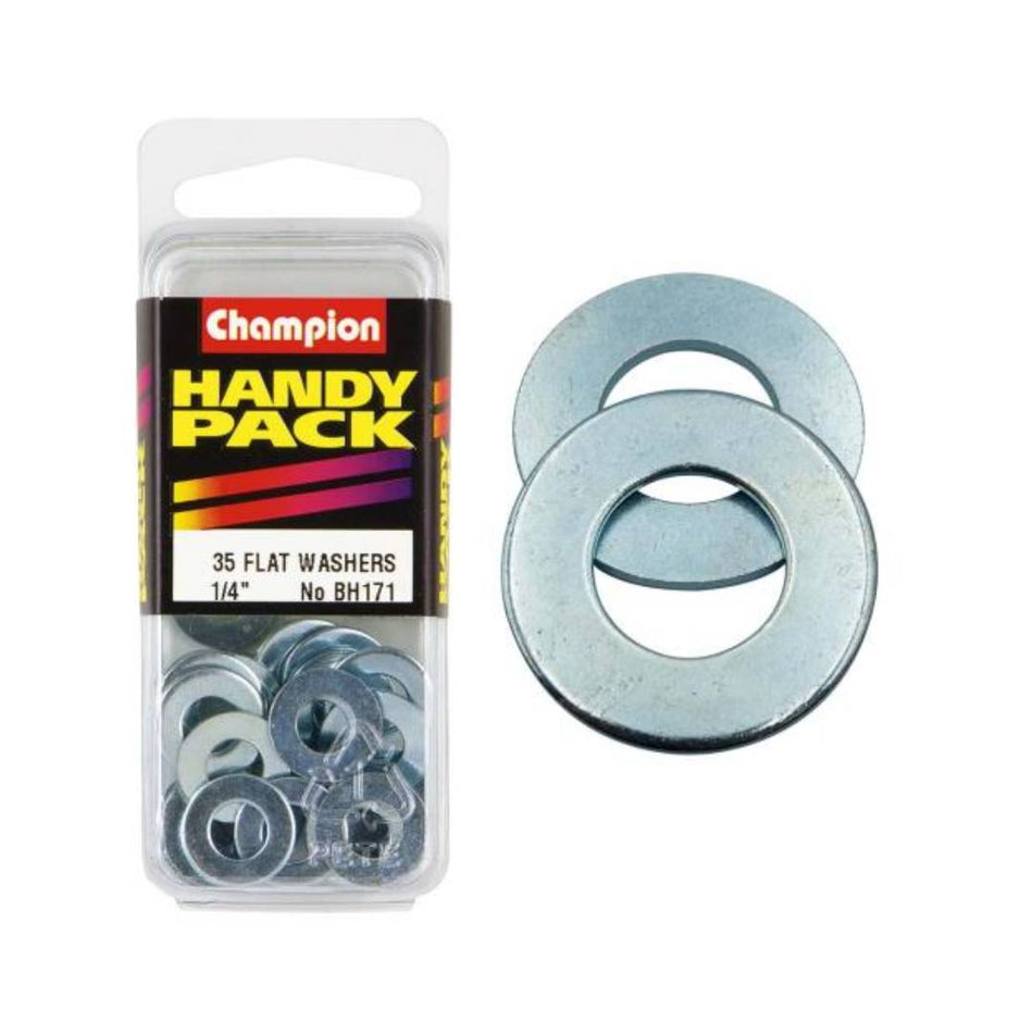 FLAT WASHER STEEL 1/4" Champion 35 Pack